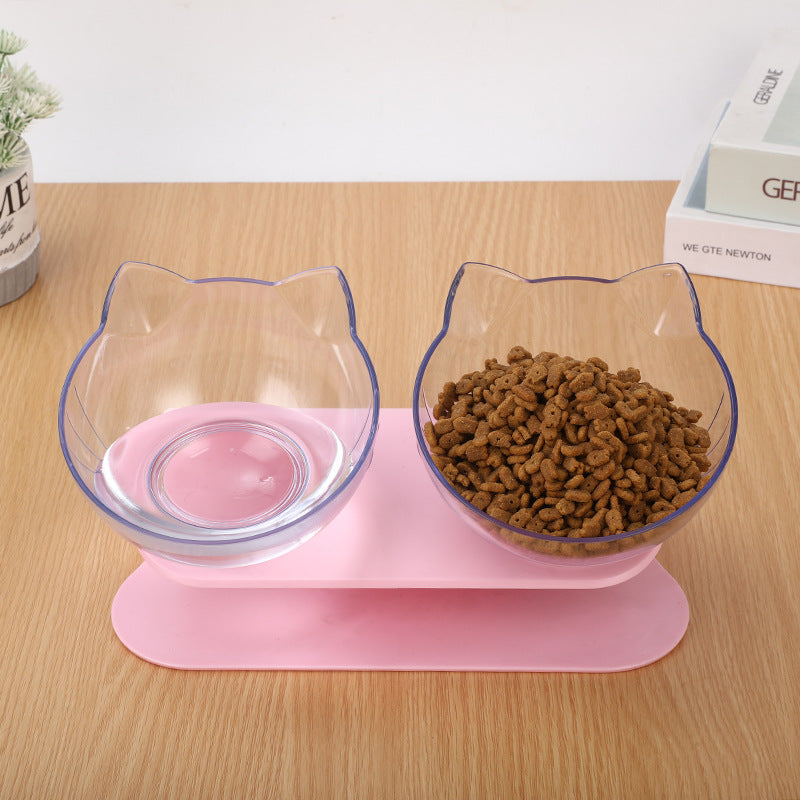 New Inclined Food Cat Ear Oblique Mouth Transparent Single Pet Bowl - Pets Crazy Shops