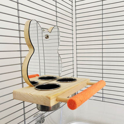 Parrot Puzzle Bird Toy Grinding Claw Stand Stainless Steel Food Cup Mirror - Pets Crazy Shops