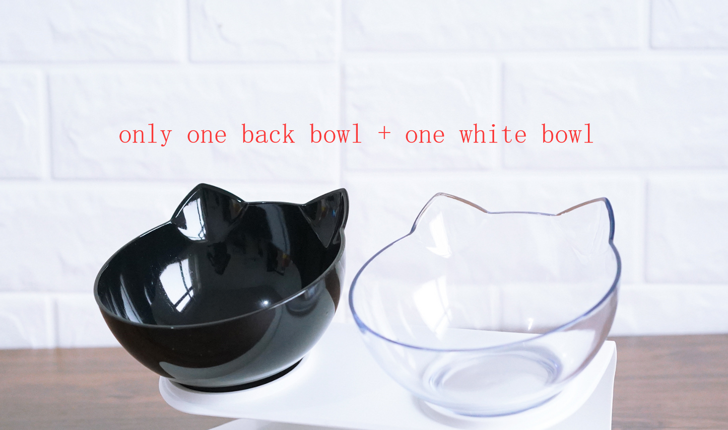 New Inclined Food Cat Ear Oblique Mouth Transparent Single Pet Bowl - Pets Crazy Shops