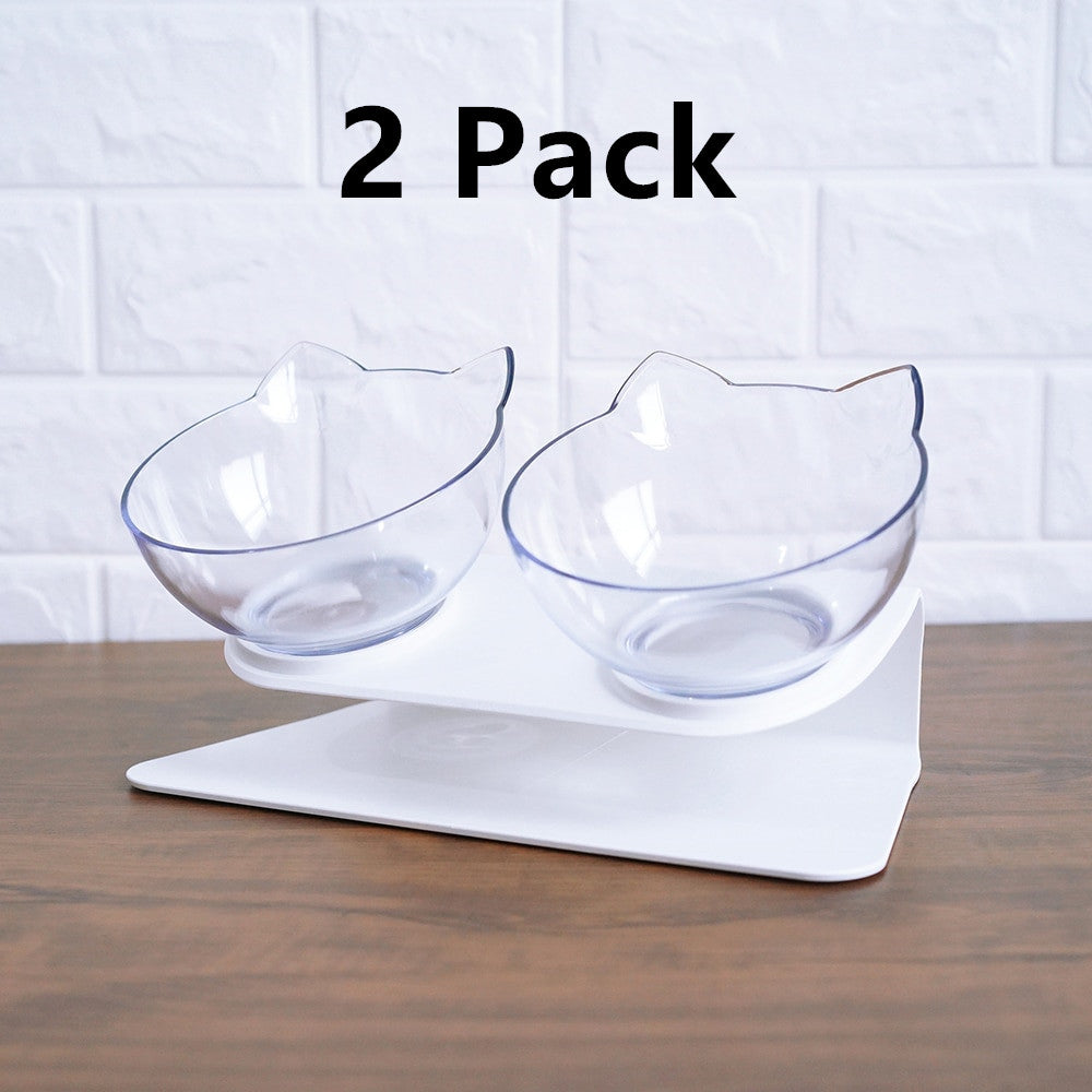 Cat Double Bowl Cat Food Bowl Protects Cervical Vertebra - Pets Crazy Shops