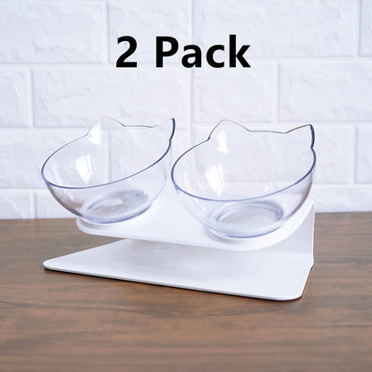 Cat Double Bowl Cat Food Bowl Protects Cervical Vertebra - Pets Crazy Shops