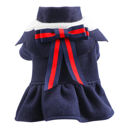 Pet Dog Cat Autumn And Winter Woolen Cloth Student British Style Cat And Aat Costume - Pets Crazy Shops