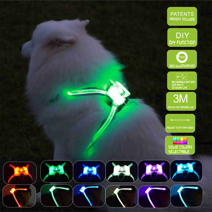 Led Pet Dog Luminous Collar Usb Rechargeable Silicone Collar Luminous Dog Neck Teddy Golden Retriever Large, Medium And Small Collar - Pets Crazy Shops