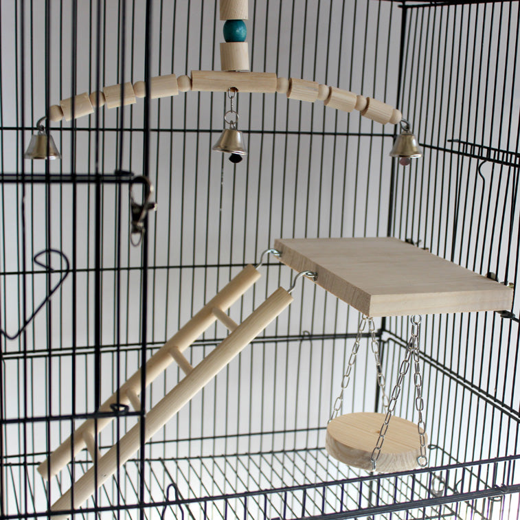 Tiger Skin Peony Xuan Little Sun Monk Gnaws And Relieves Boredom Swing Ladder Springboard Cage Toy Bell Wood Color - Pets Crazy Shops