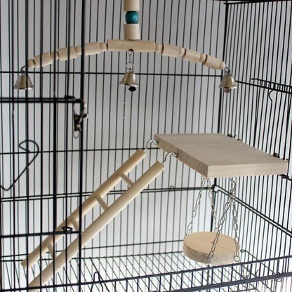 Tiger Skin Peony Xuan Little Sun Monk Gnaws And Relieves Boredom Swing Ladder Springboard Cage Toy Bell Wood Color - Pets Crazy Shops