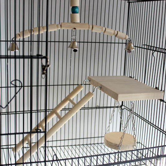 Tiger Skin Peony Xuan Little Sun Monk Gnaws And Relieves Boredom Swing Ladder Springboard Cage Toy Bell Wood Color - Pets Crazy Shops