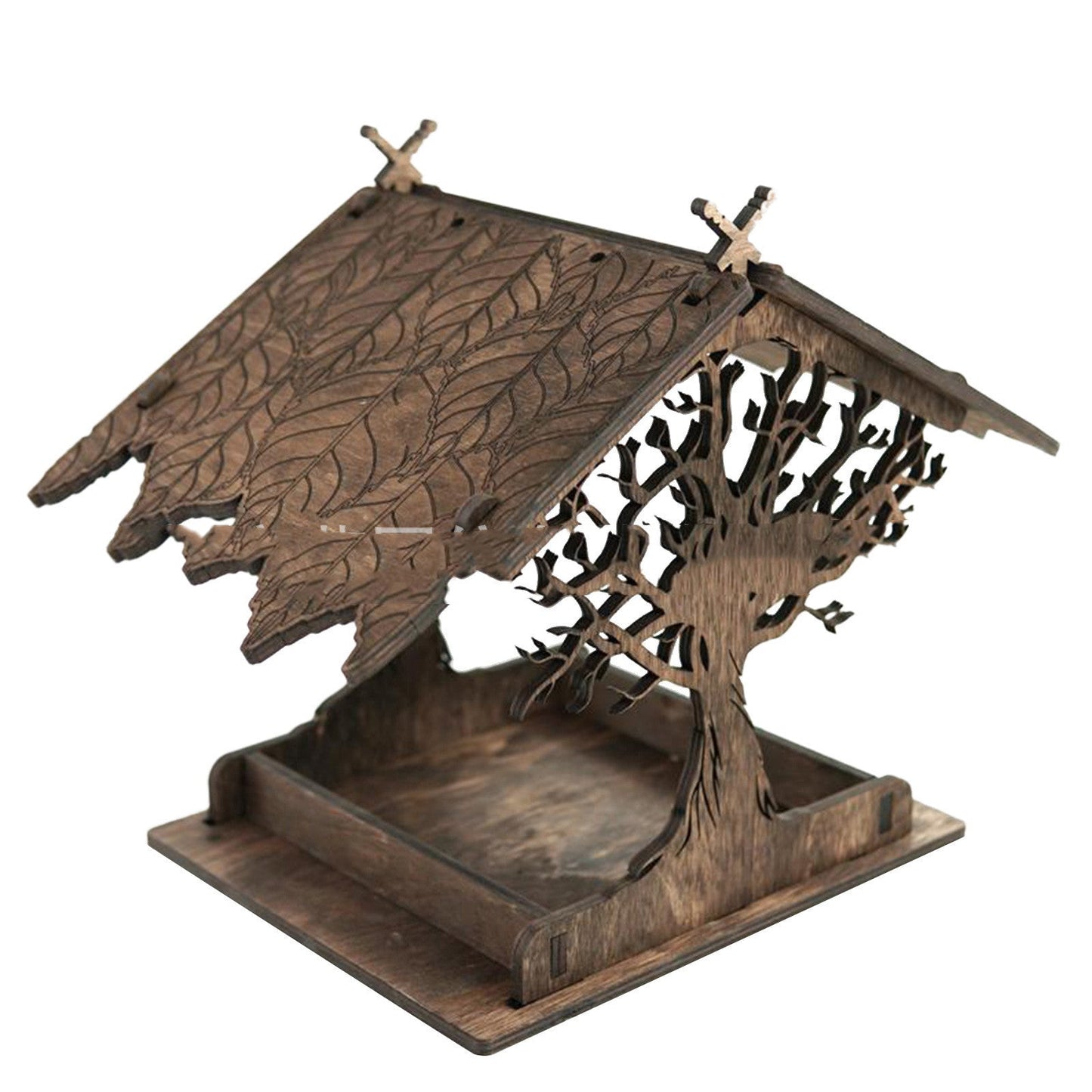 Wooden Home Garden Outdoor Bird Feeder Garden Pendant Decoration Feeder - Pets Crazy Shops