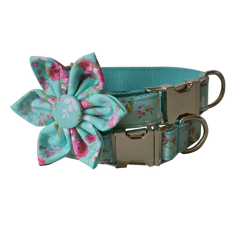 Green Rose Dog Collar Dog Leash Pet Collar - Pets Crazy Shops