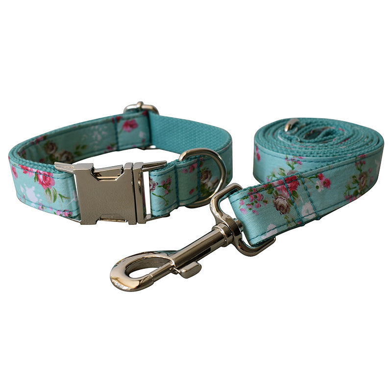 Green Rose Dog Collar Dog Leash Pet Collar - Pets Crazy Shops