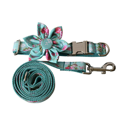 Green Rose Dog Collar Dog Leash Pet Collar - Pets Crazy Shops