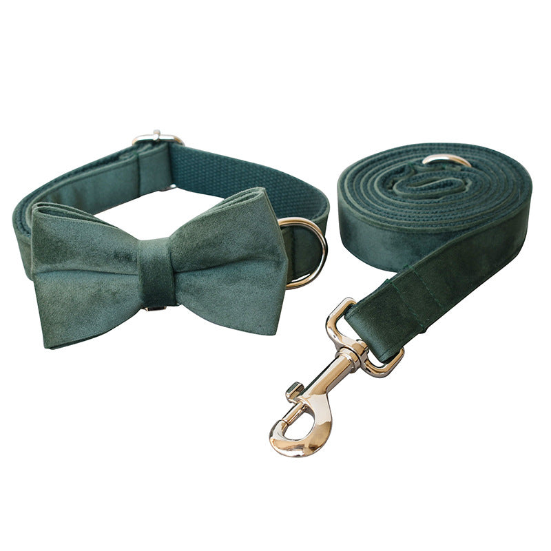 Green Velvet Dog Collar Dog Leash Pet Collar - Pets Crazy Shops