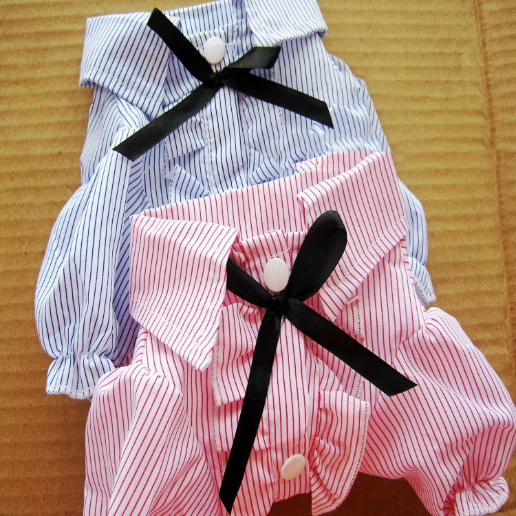 Bubble Sleeve Bow Tie Pet Shirt Pet Clothes Dog Clothes Lovers Pet Shirt Pet Wholesale - Pets Crazy Shops