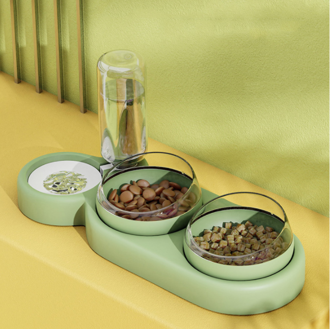 Pet Cat Bowl Automatic Feeder Dog Cat Food Bowl With Water Fountain Double Bowl Drinking Raised Stand - Pets Crazy Shops