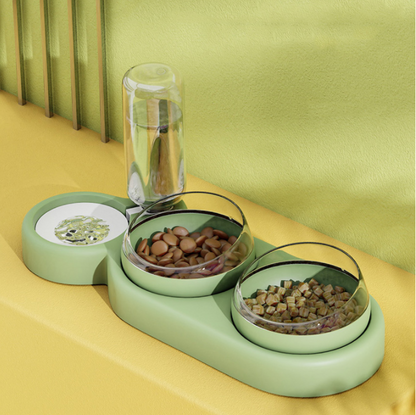 Pet Cat Bowl Automatic Feeder Dog Cat Food Bowl With Water Fountain Double Bowl Drinking Raised Stand - Pets Crazy Shops