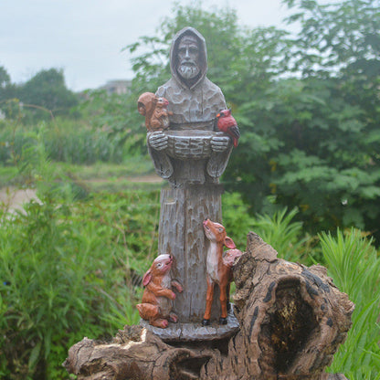 St. Francis St. Francis And Animal Friends Resin Crafts Outdoor Garden Statue Bird Feeder - Pets Crazy Shops