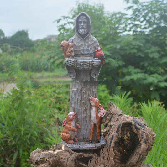 St. Francis St. Francis And Animal Friends Resin Crafts Outdoor Garden Statue Bird Feeder  -  - Pets Crazy Shops -