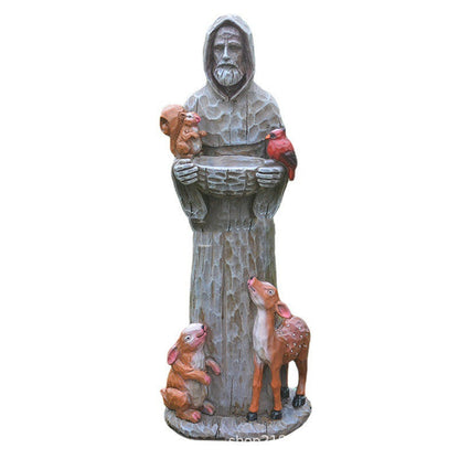St. Francis St. Francis And Animal Friends Resin Crafts Outdoor Garden Statue Bird Feeder - Pets Crazy Shops