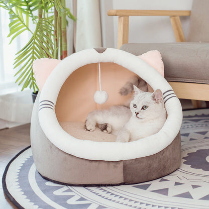 Pet cat litter closed cat litter kennel winter plus velvet - Pets Crazy Shops