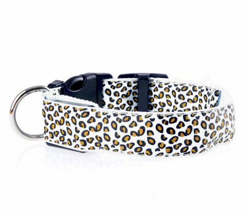 LED Dog Collar Safety Adjustable Nylon Leopard Pet Collar - Pets Crazy Shops