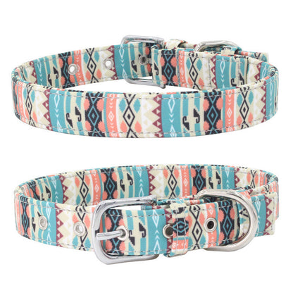 Pet Collar Double Layer Colorful Fabric Dog Collar Traction Dog Leash - Pets Crazy Shops
