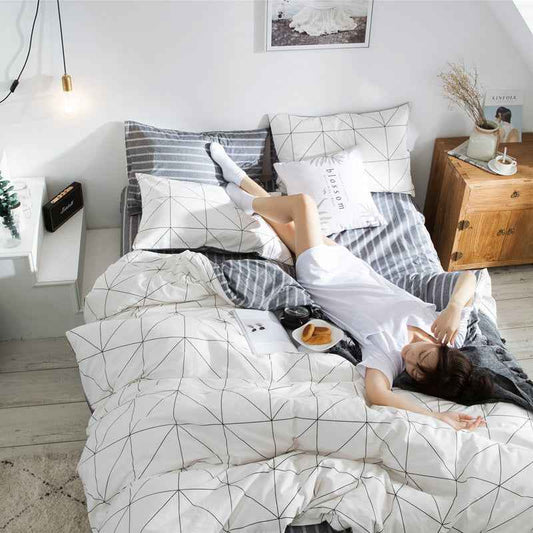 Cotton four-piece bed-lily print fashion simple cotton  -  - Pets Crazy Shops -