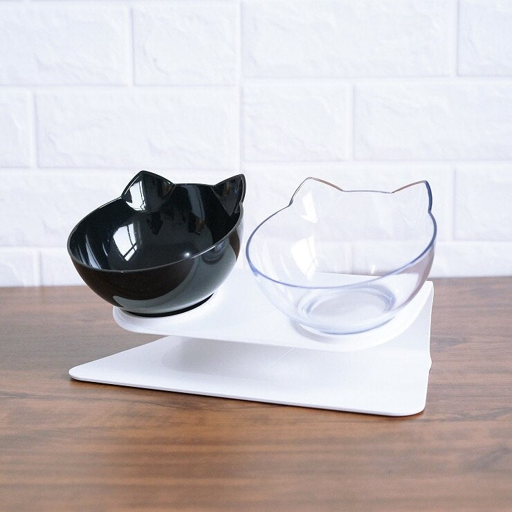 Cat Double Bowl Cat Food Bowl Protects Cervical Vertebra - Pets Crazy Shops