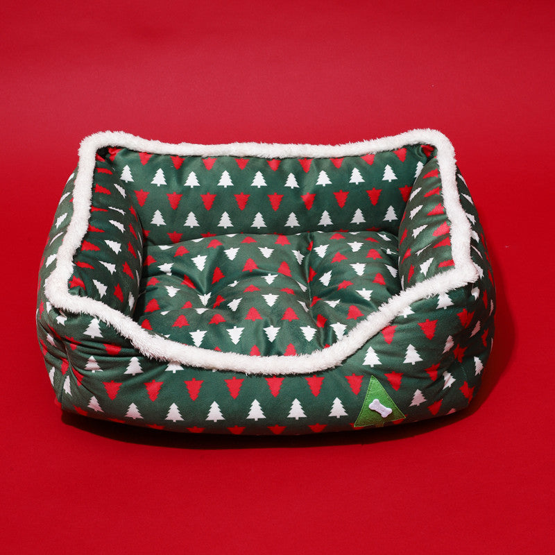 Animals Christmas Sofa Dog Beds Waterproof Bottom Soft Pure Cotton Warm Bed For Dog Xmas Soft Pet Bed CatRemovable Bed Winter - Pets Crazy Shops