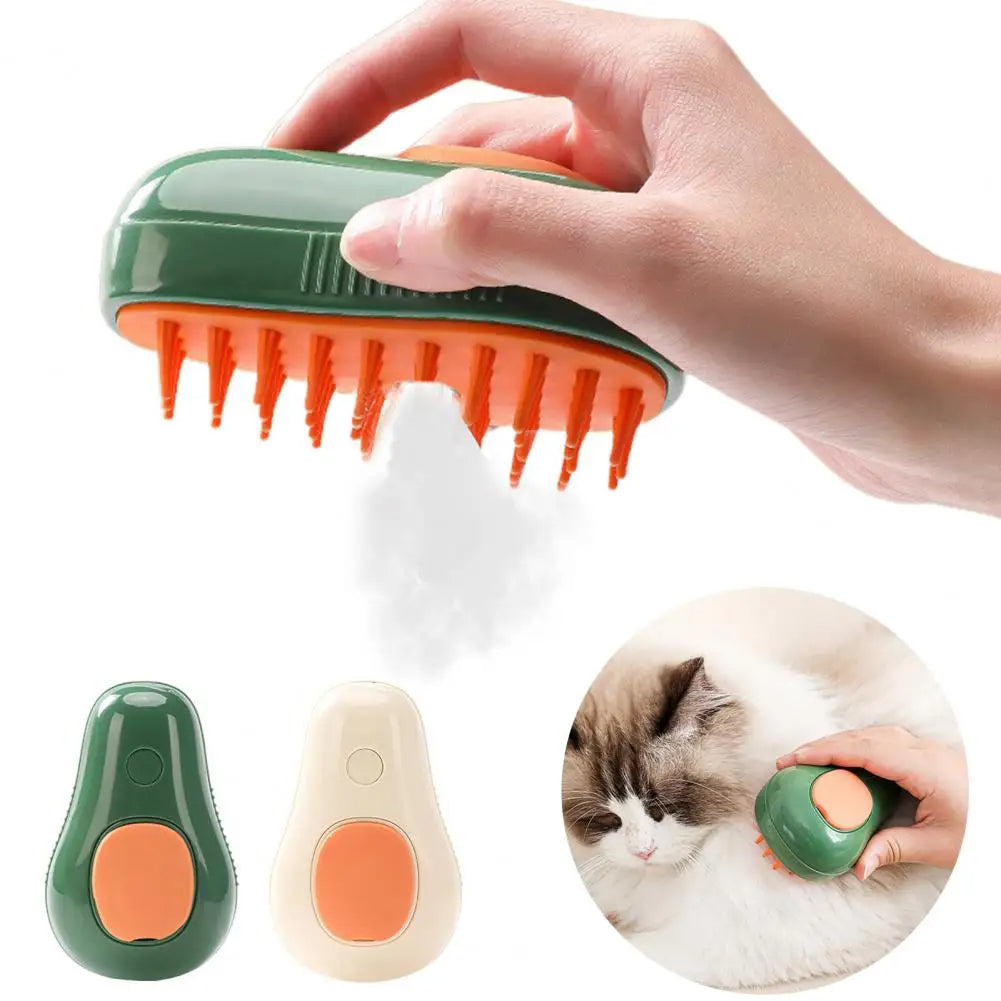 Steamy Cat Brush Cat Dog Grooming Comb Electric Self Cleaning Steam Cat Brush For Massage Avocado Shape Pet Spray Cat Grooming - Pets Crazy Shops