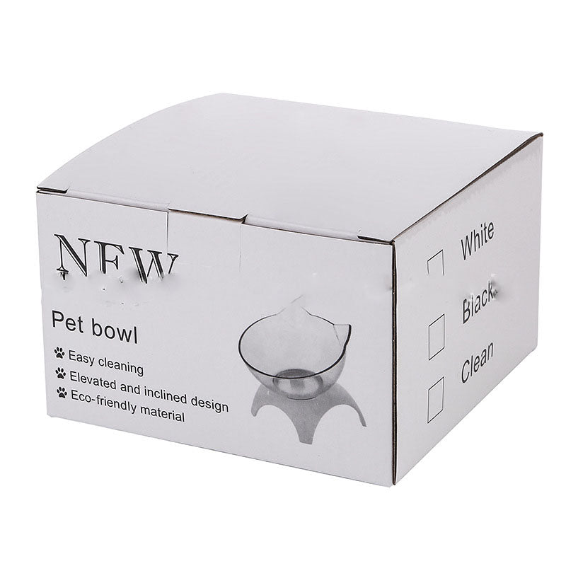 Non Slip Double Cat Bowl With Raised Stand Pet Food Cat Feeder Protect Cervical Vertebra Dog Bowl Transparent Pet Products - Pets Crazy Shops