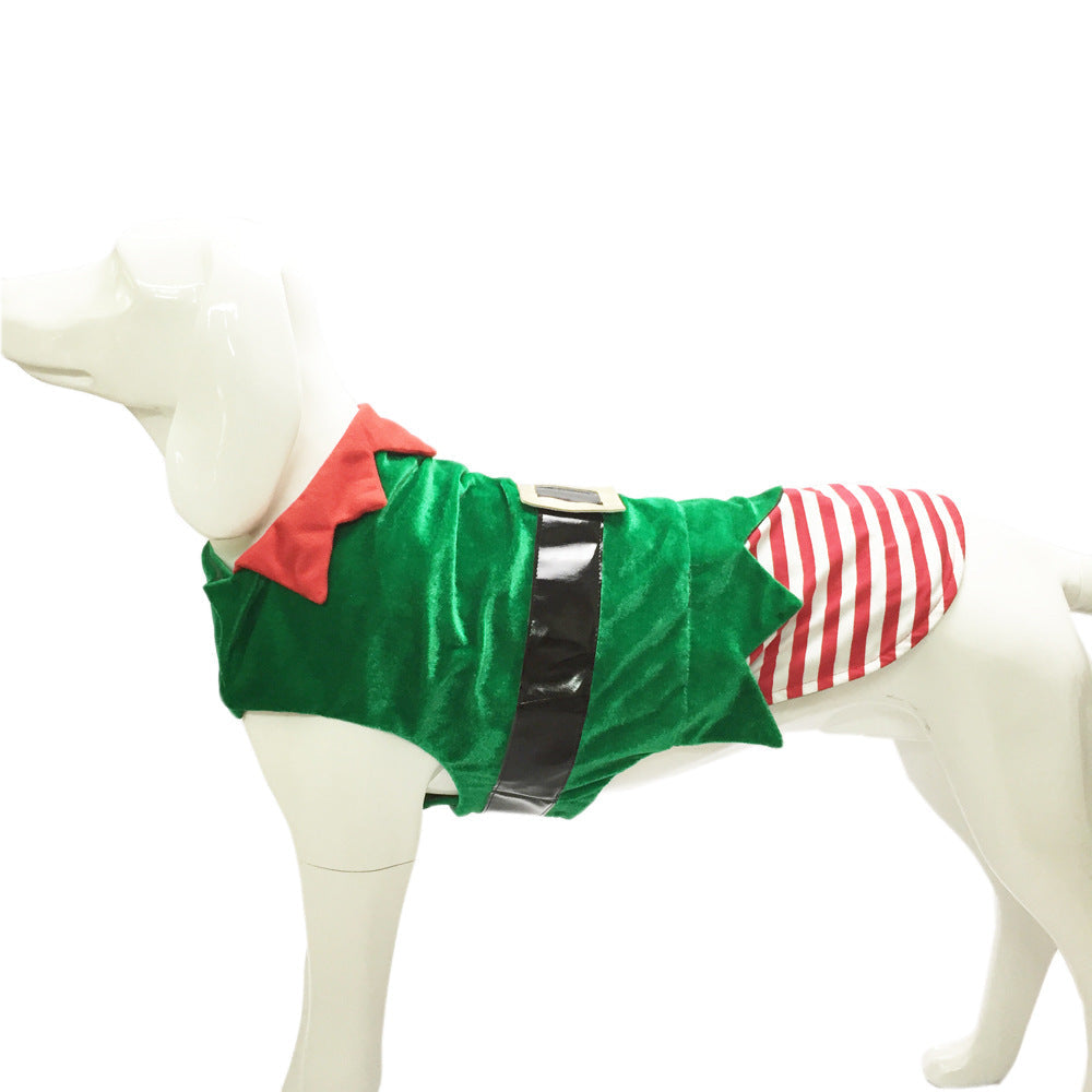 Fashion Christmas Clothes Green Elf Pet Dog Christmas Costume - Pets Crazy Shops