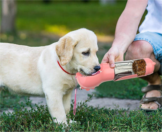 3-in-1 Portable Dog Water Bottle | Feeder Bowl & Waste Bag Dispenser