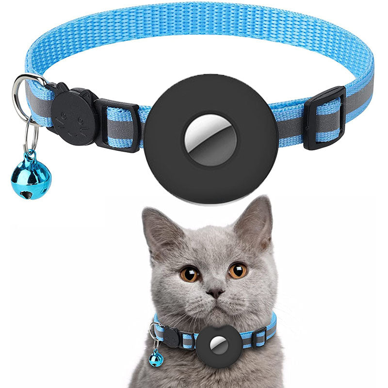 Airtag Pet Collar With Bell Reflective Adjustable Anti-lost Cat Dog Collar - Pets Crazy Shops