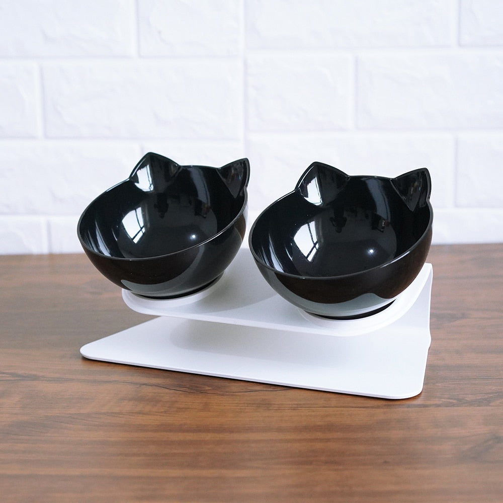 Cat Double Bowl Cat Food Bowl Protects Cervical Vertebra - Pets Crazy Shops