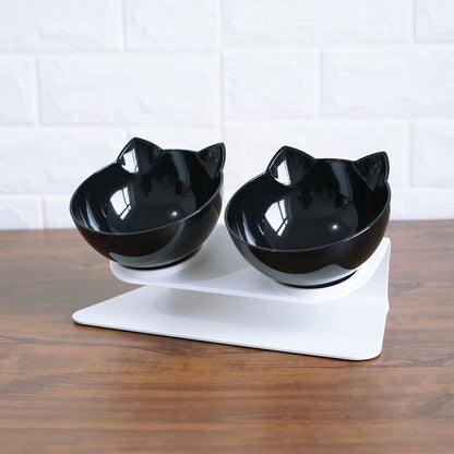 Cat Double Bowl Cat Food Bowl Protects Cervical Vertebra - Pets Crazy Shops