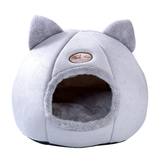 Semi-enclosed warm and fluffy pet nest - Pets Crazy Shops