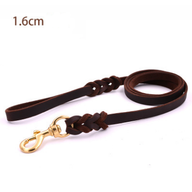 The first layer of leather dog leashes in the large dog chain demu training rope horse dog Golden Retriever dog rope - Pets Crazy Shops