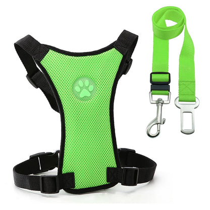 Dog supplies Breathable mesh chest straps Pet car safety chest back - Pets Crazy Shops