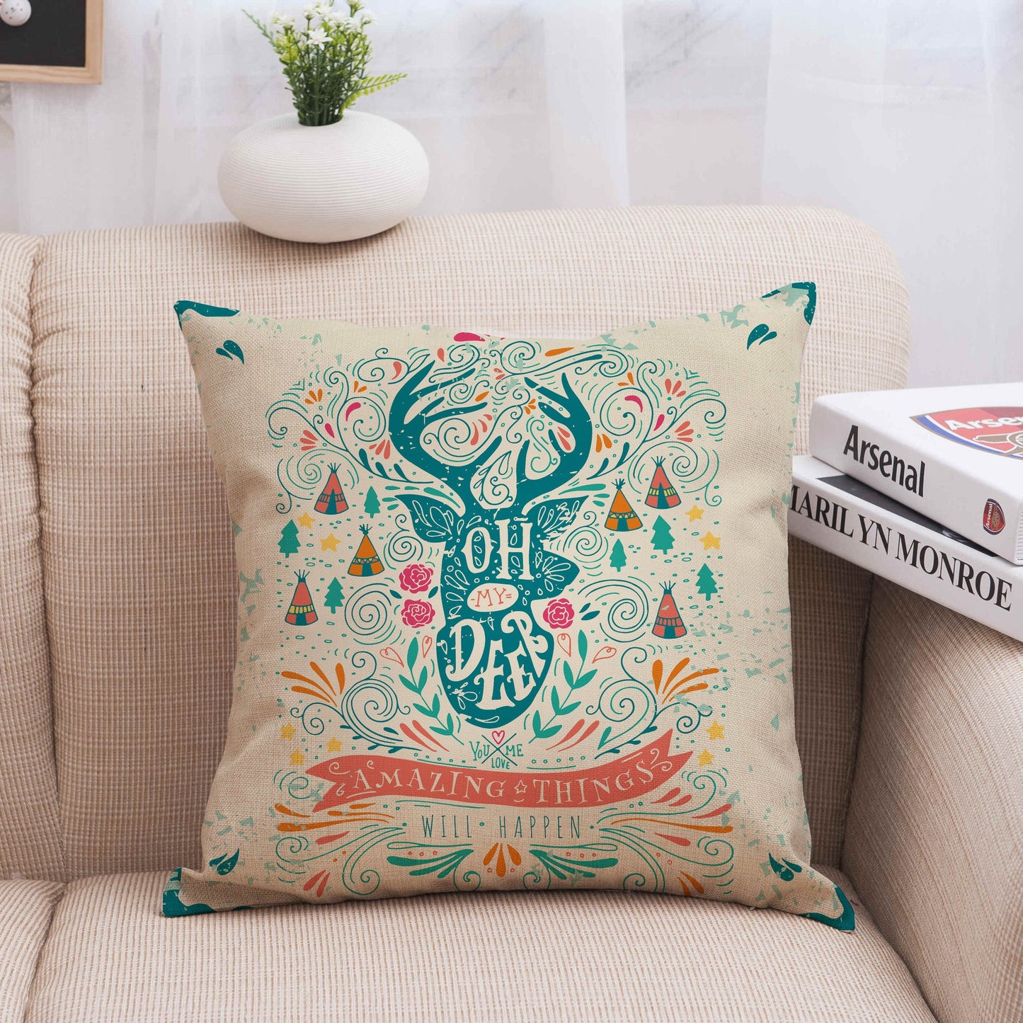Christmas linen pillowcase - Pets Crazy Shops