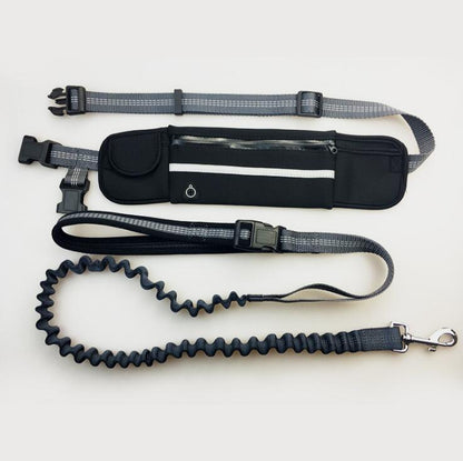 Hands-Free Dog Running Leash with Waist Pocket Adjustable Belt Shock Absorbing Bungee - Pets Crazy Shops