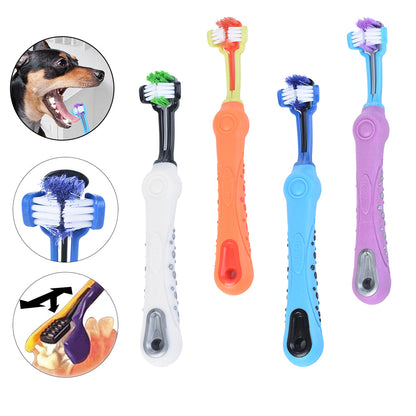 Three Sided Pet Toothbrush Dog Brush Bad Breath Tartar Teeth Care - Pets Crazy Shops