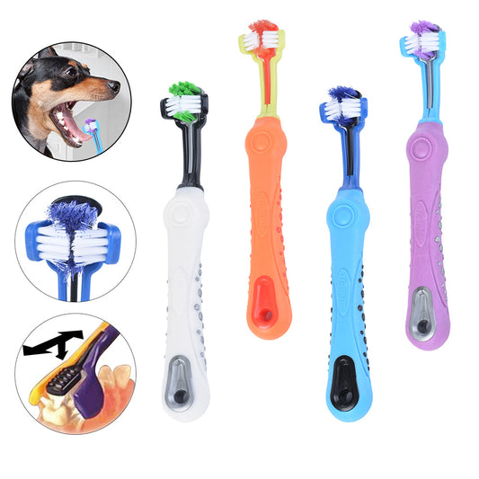 Three Sided Pet Toothbrush Dog Brush Bad Breath Tartar Teeth Care - Pets Crazy Shops