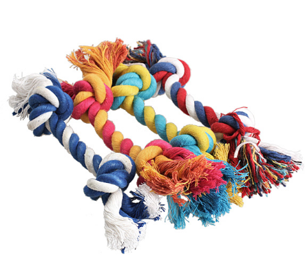 Dog bite rope toy dog rope knot molar bite-resistant color double knot cotton rope toy - Pets Crazy Shops