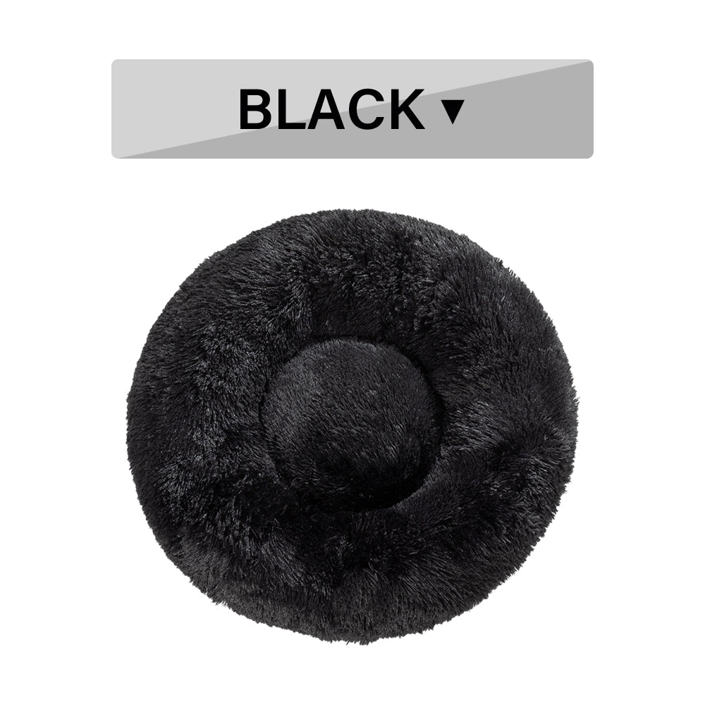 Fluffy Donut Dog Bed  Warm Soft Long Plush Pet Cushion Dog House Cat  Bed Washable Pet Sofa Mat Calming Samll Large Dog Beds - Pets Crazy Shops