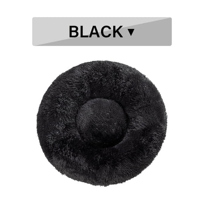 Fluffy Donut Dog Bed  Warm Soft Long Plush Pet Cushion Dog House Cat  Bed Washable Pet Sofa Mat Calming Samll Large Dog Beds - Pets Crazy Shops