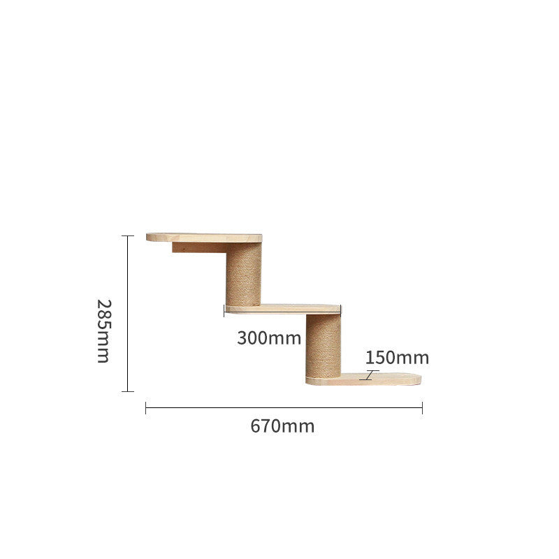 Pet Cat Climbing Frame Wall Type Solid Wood Wall Hanging Platform Ladder Pets Accessories - Pets Crazy Shops