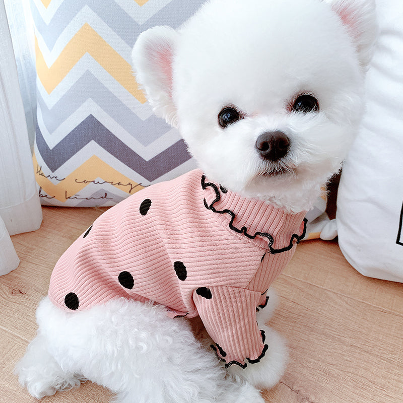 Dot turtleneck dog bottoming shirt - Pets Crazy Shops