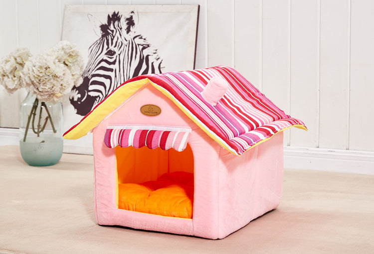 New Fashion Striped Removable Cover Mat Dog House Dog Beds For Small Medium Dogs Pet Products House Pet Beds for Cat - Pets Crazy Shops