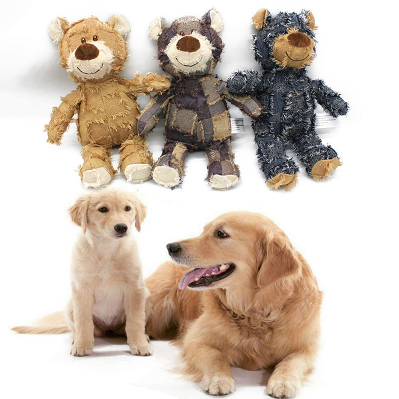 Cute Pet Dog Cat Plush Squeak Sound Dog Toys Bear Shape Pet Dogs Bite Resistant Molar Chew Toys Pets Interactive Training Toys Pet Products - Pets Crazy Shops