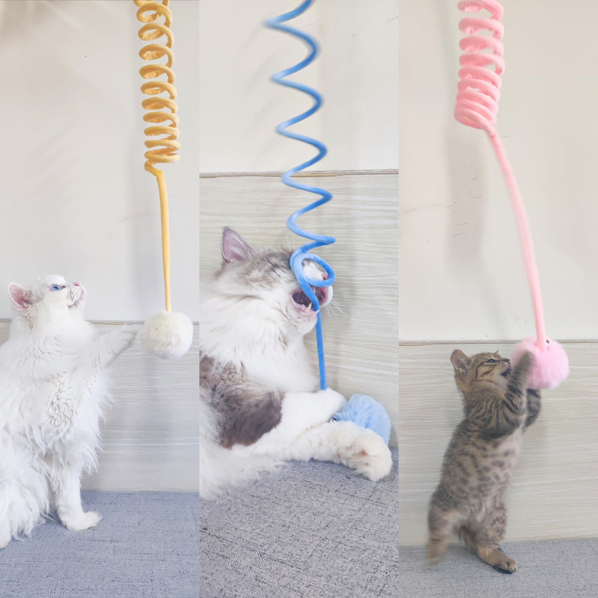 Cat Toy Self-Hi Sucker Spring Rabbit Hair Ball Interactive Play Pet Supplies Interactive Toys - Pets Crazy Shops