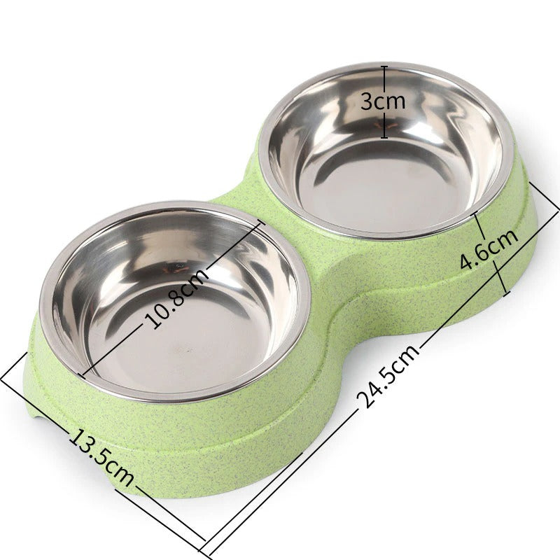 Double Pet Bowls Dog Food Water Feeder Stainless Steel Pet Drinking Dish Feeder Cat Puppy Feeding Supplies Small Dog Accessories - Pets Crazy Shops